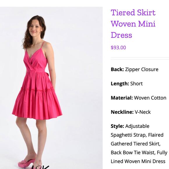 Anthropologie MED NWT Barbie Pink Fushia Lolita Tiered Skirt Strappy Coquette - Picture 5 of 11